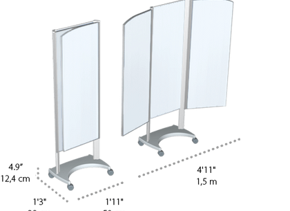 NOVINKA - čirá zástěna - nákres s rozměry