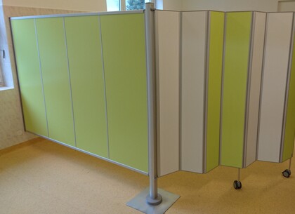 Pevné pole+skládací zástěna, limetka+bílá